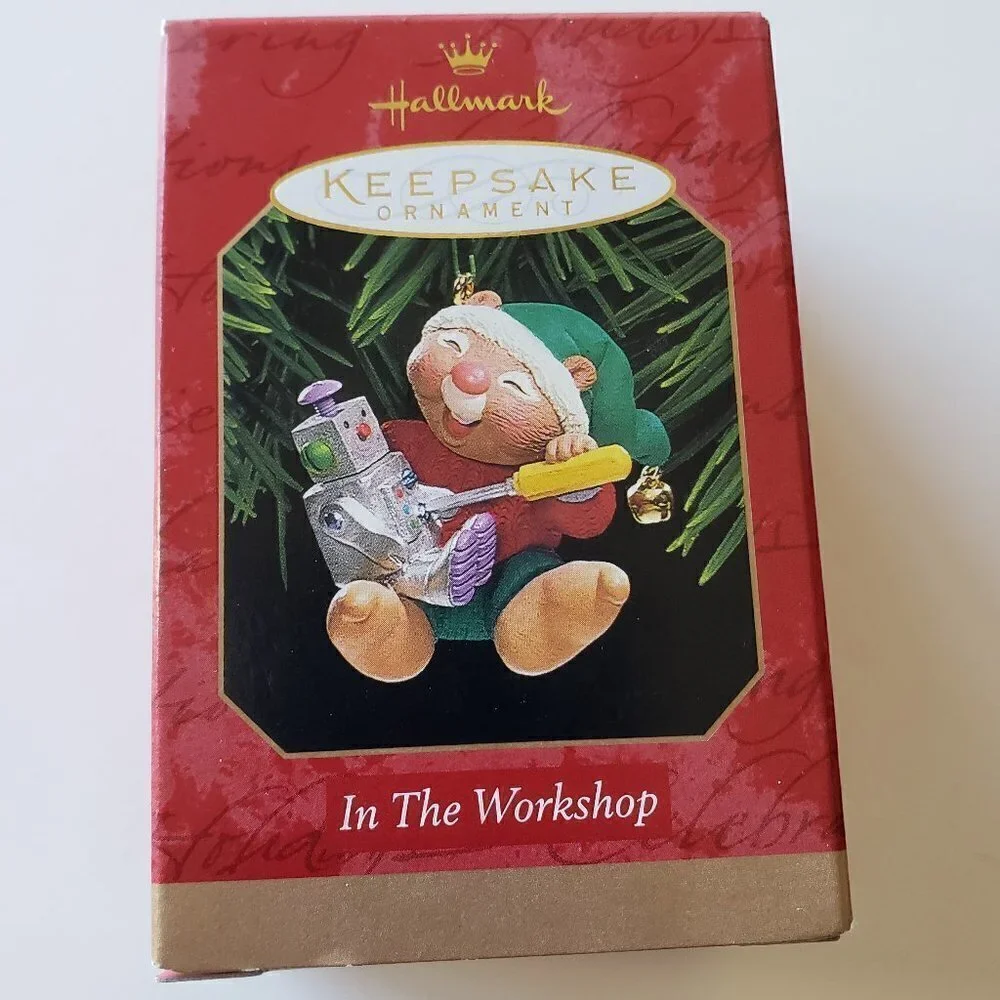 Hallmark Ornament - 1999 Elf, Working on a Toy Robot, 